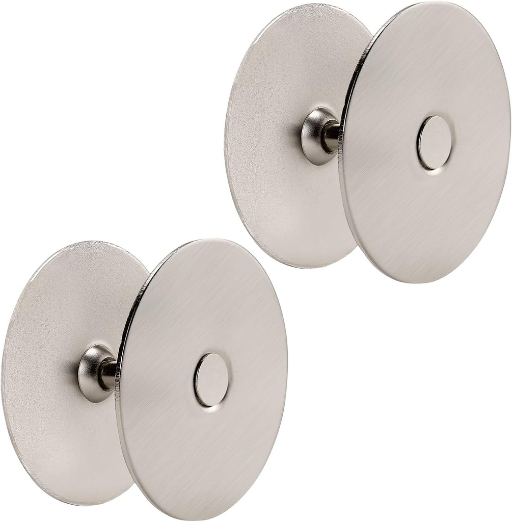 Door Hole Cover Plate, 2-5/8" Diameter Solid Steel, Hole Filler Plate (2, Satin Nickel)