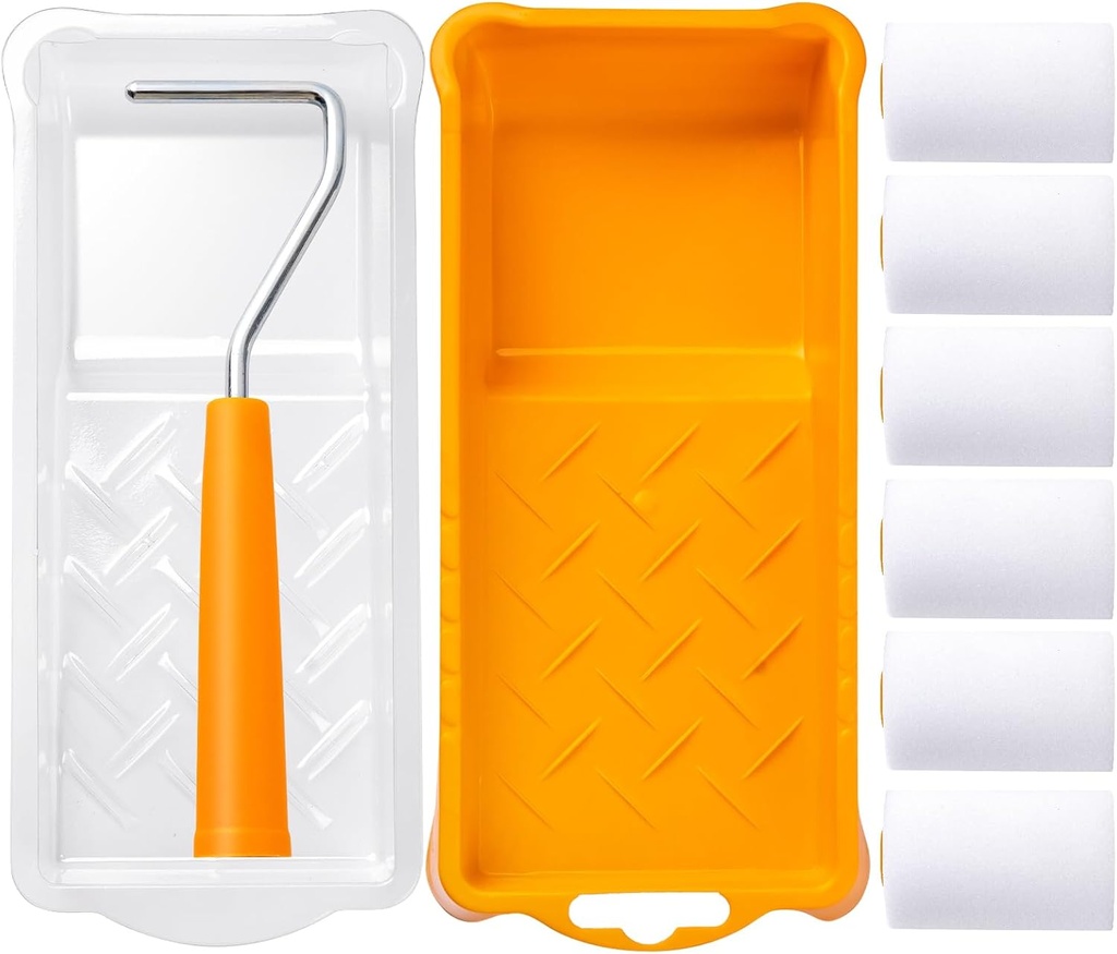 Mister Rui Foam Paint Roller, 2 Inch Mini Paint Roller Kit 9 Pack, Small Paint Roller with Tray and Liner, Small Paint Rollers 2 Inch, Mini Rollers for Painting Furniture, Stenciling, Art Crafts