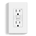 ELEGRP GFCI Outlet 15 Amp, Self-Test GFI Electrical Outlet with Thinner Design, TR Tamper Resistant GFCI Receptacle, Ground Fault Circuit Interrupters with Wall Plate, UL Listed, Matte White, 1 Pack