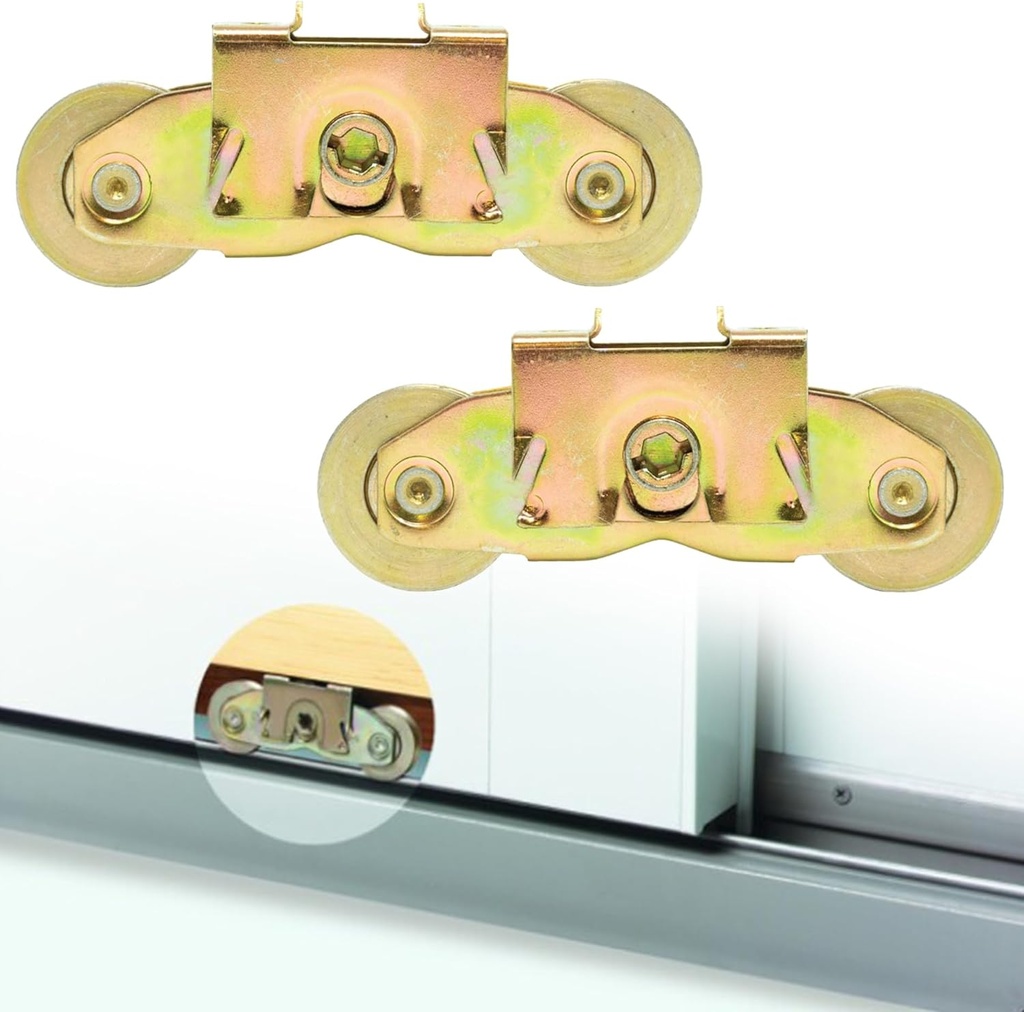 2 Pack Gliding Patio Door Tandem Roller Assembly Fits for Andersen P/N #1997061 (1982 to P) & Replaces #1273704 (1964 to 1982), 1-1/4" Steel Ball Bearing, Side Adjustable