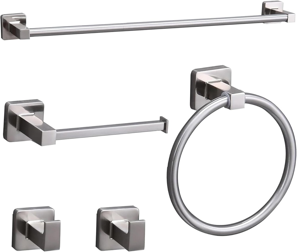 5 Pieces Brushed Nickel Bathroom Hardware Set,Wall Mounted 23.6 inch Towel Bar Set,Towel Rack Set,Toilet Paper Holder, Bathroom Accessories Set