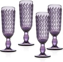 Godinger Champagne Flute Glasses, Beverage Glass Cups, Martini Glasses, Alba, Amethyst – Set of 4