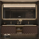 Bathroom Vanity with Sink - Stylish Floating Bathroom Vanity with Smart LED Defog Mirror, Modern Sink Cabinet with Multifunctional Storage, Complete Accessories (80IN,Brown)