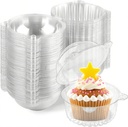 jojofuny 100pcs Cupcake Containers - Clear Individual Cupcake Containers, Clear Cup Cake Boxes, Disposable Cup Cake Holders with Lid, 4.32 X 4.32 X 3.14 in