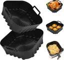 2 Pack Silicone Air Fryer Liners,7.8 Inch Reusable Air Fryer Basket for 4-7 QT Air Fryers,with Handles,Non-Stick,Food Grade Silicone Tray,Replacement for Parchment Paper – Oven Microwave Safe