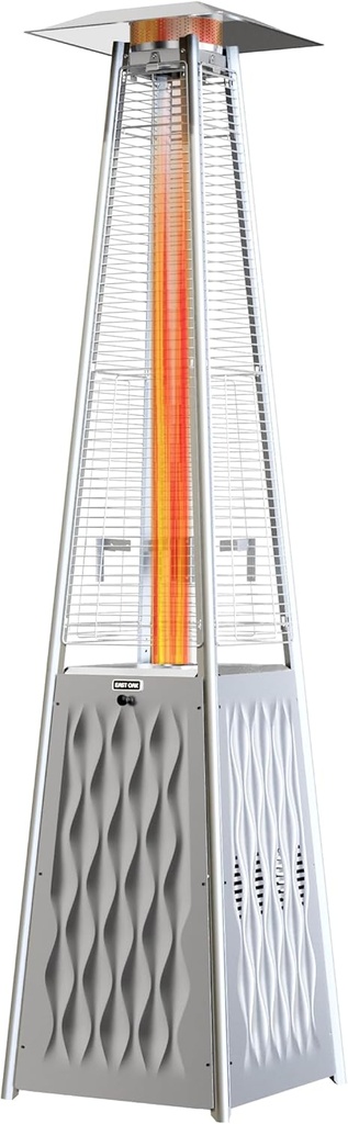EAST OAK Pyramid Patio Heater, 48000 BTU Outdoor Flame Patio Heater All Stainless Steel, Quartz Glass Tube Propane Heater, Triple Protection System, Suitable for Outdoor Commercial & Residential Use