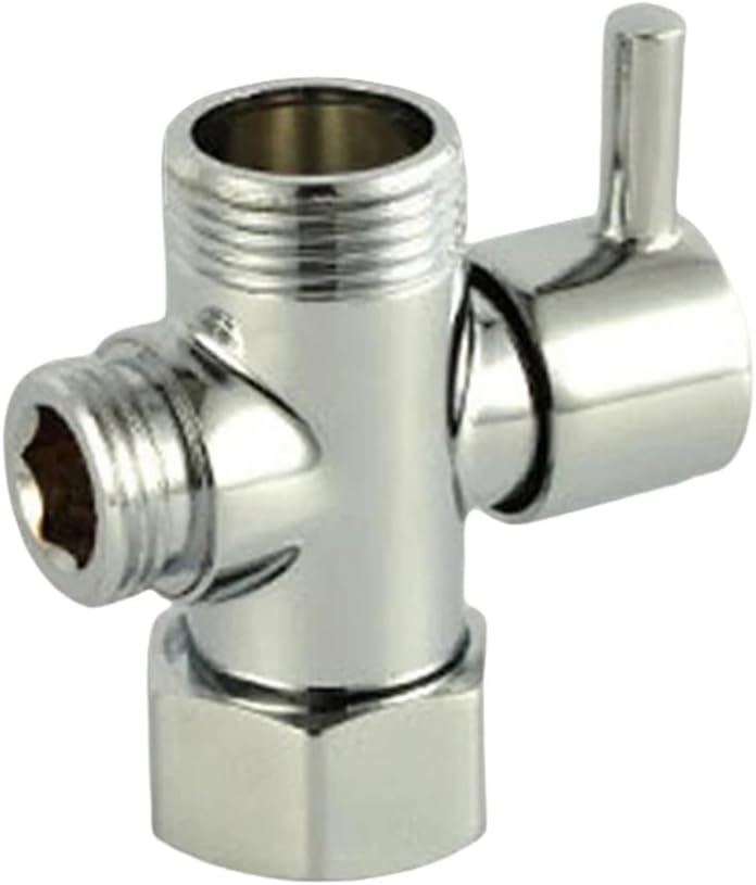 3-Way T-Adapter Diverter Valve Polished Chrome Faucet Shower Head Arm Switch Adapter Replacement Bathroom Accessories,25x20x26mm,1 PC