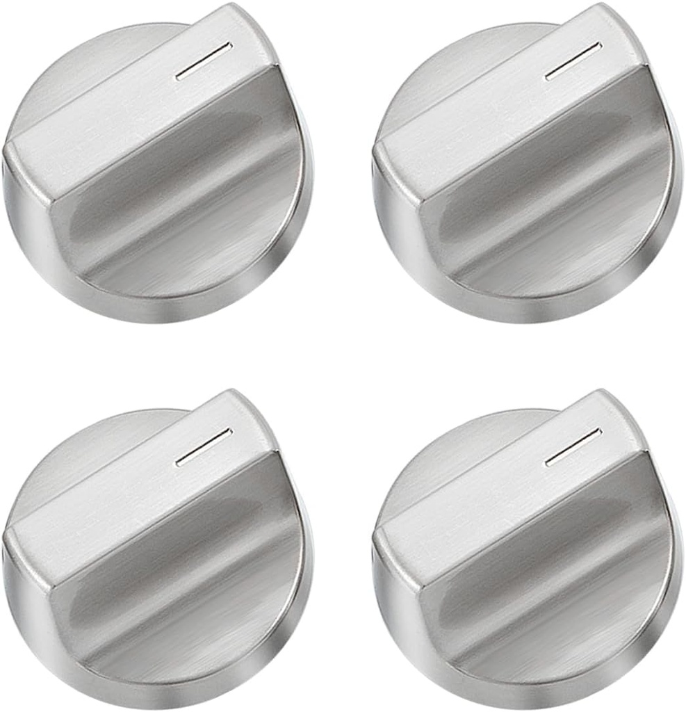 W11366438 5T08 Stove Knobs Replacement Parts for Whirlpool Gas Range Stainless Steel Oven WCG55US6HS00 WCG55US6HS WCG77US0HS Electric Cooktop WCG97US0HS05 Metal Stove Top Knobs 4 Pcs