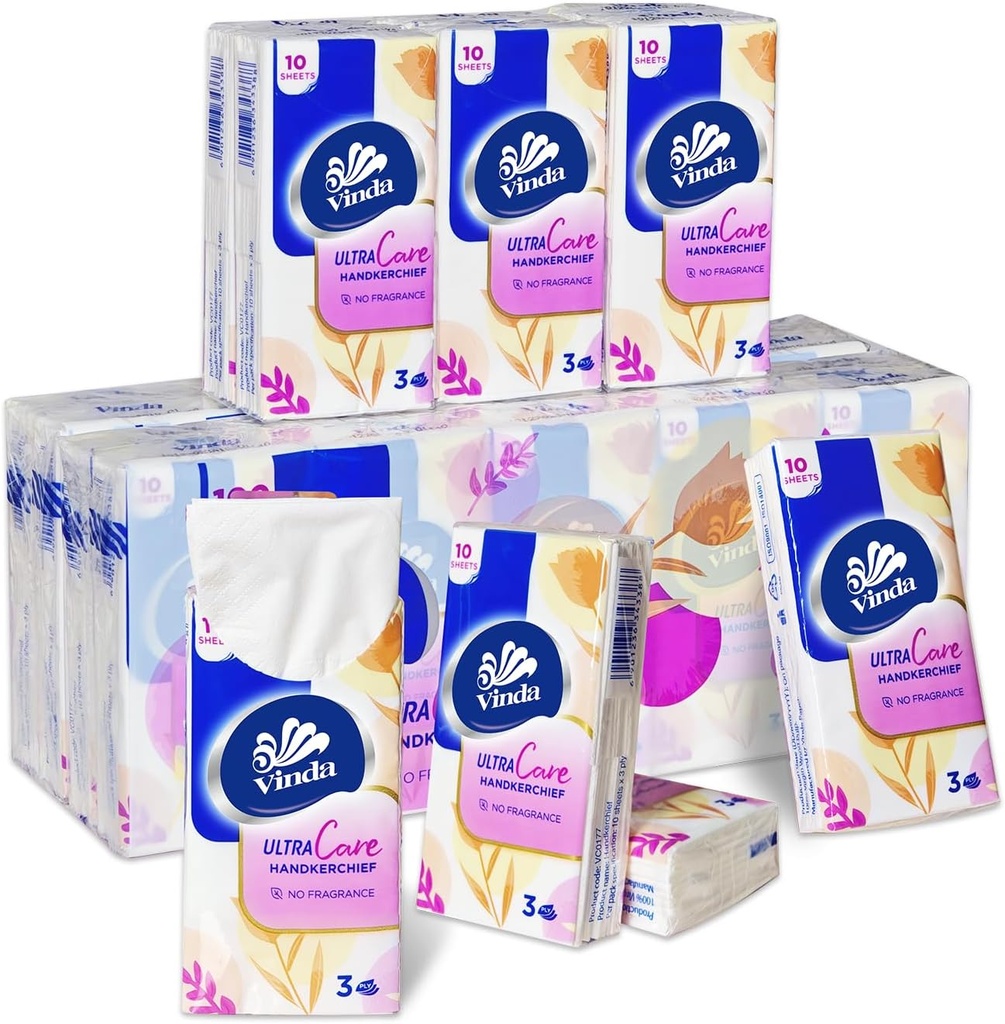 3-Ply Ultra Care Pocket Tissues, Travel Size (30 Packs of 10 Tissues)