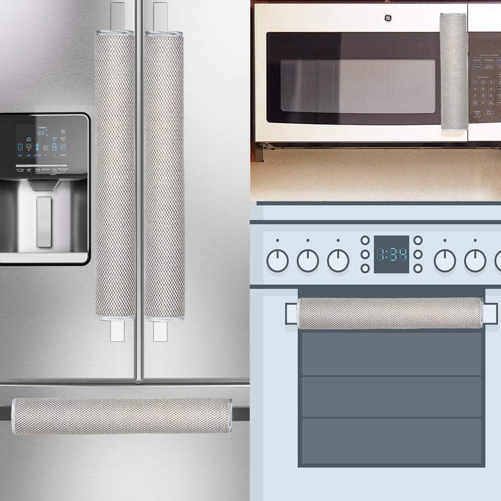 OUGAR8 Refrigerator Door Handle Cover Electrical Kitchen Appliances Gloves Fridge Microwave Dishwasher Door Cloth Protector-Catches Drip,Fingerprint Dust Cover (5pcs, Gray Plush)