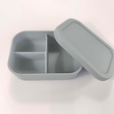 Insulated Lunch Bag Bento Box Fo Food Storage Silicone Lunch Box with Three Compartments Food Doesn't Leak Out Safety and Health Suitable for Adults and Children (Green Gray)