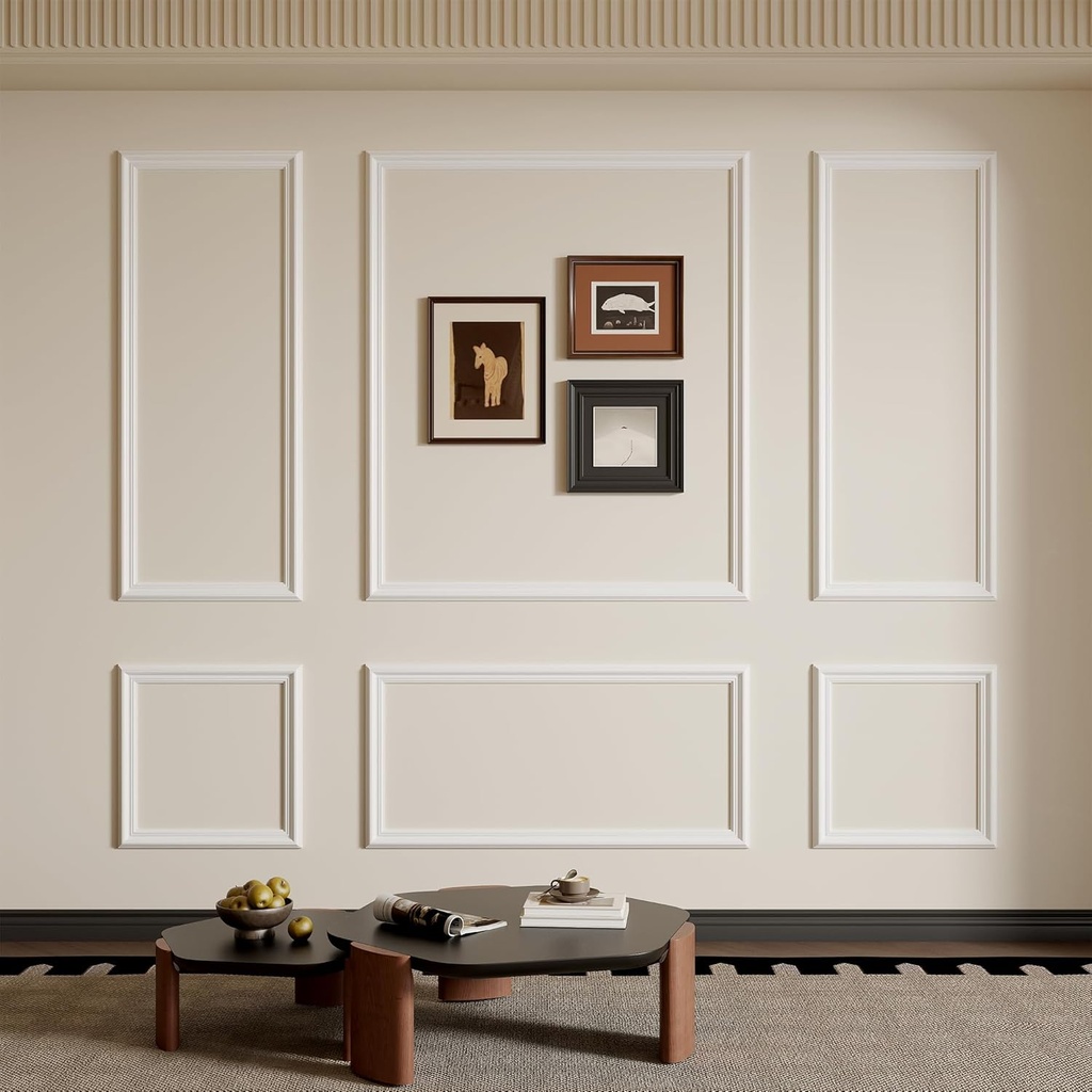 SMARTSTANDARD Pre-Cut Wall Molding Kit, 6-Frame Wainscoting Panels for Interior Wall Moulding Decor, Ready to Assemble Accent Panel