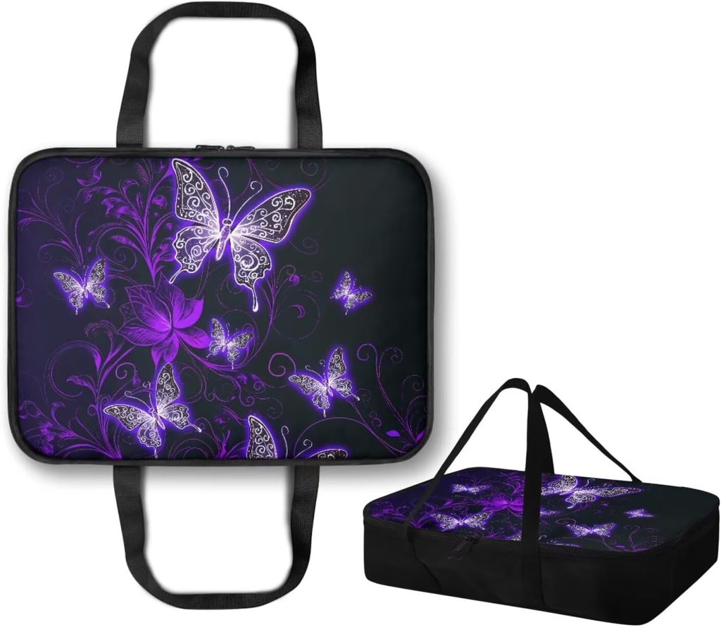 Insulated Casserole Carrier for Hot or Cold Food Portable Thermal Warmer Bag Pie Cake Carrier for Cookouts Travel, Fits 11 x 15 Inch Baking Dish, Butterfly Violet Flower