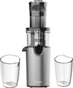 Qvin Compact Slow Masticating Juicer machines 3inch Large Feed Chute, Easy to Clean, BPA Free, 200W Nutritional electrical Cold Press Juicer machine vegetable and fruit,Deluxe Silver-gray