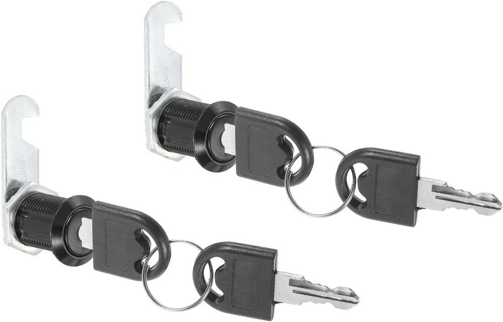 PATIKIL Cabinet Lock with Keys 2 Pcs 1"(25mm) Cam Locks Zinc Alloy Tool Box Lock Replacement Keyed Alike for Drawer Cupboard Household Mailbox RV Door Lock, Black