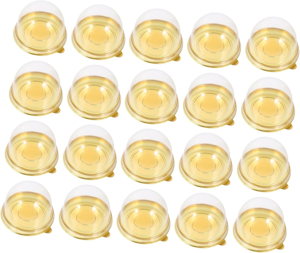 Sosoport 50pcs Mini Cupcake Boxes with Transparent Dome Lids Lightweight Round Dessert Containers for Small Cakes Muffins Party Treats and Bakery Packaging