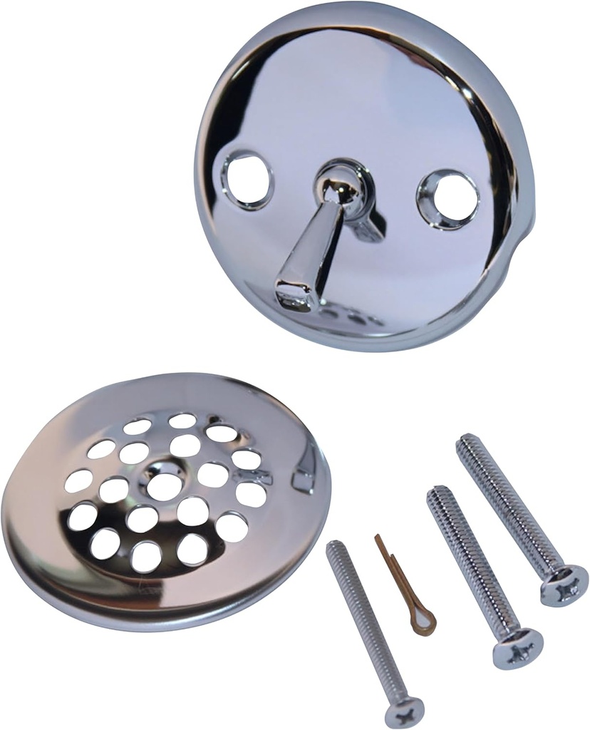 Bathtub Drain Trip Lever Bath Waste Conversion Kit, Polished Chrome Finish - Fits Drain Opening 1-3/8" to 1-1/2