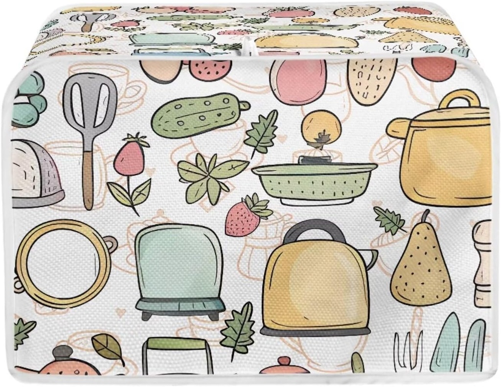4 Slice Toaster Cover Kitchen Small Appliance Decor Covers Waterproof Microwave Toaster Oven Dust Cover, Cooker Print