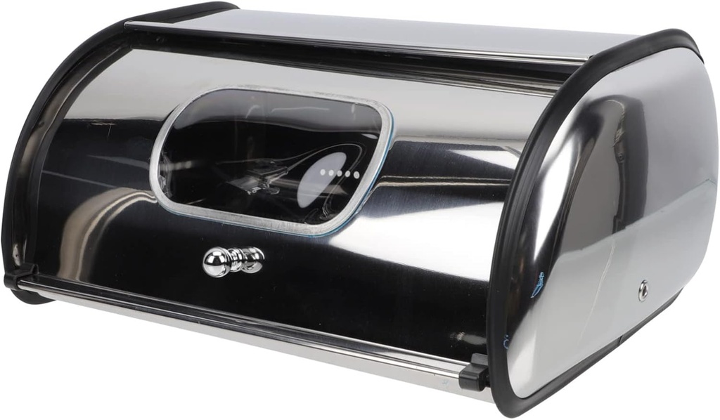 Tofficu Bread Storage Container Metal Bread Box Stainless Steel Roll Top Bread Bin Modern Bread Storage Holder Food Keeper Container Organizer with Lid for Kitchen Dining Metal Bread Box Roll Top