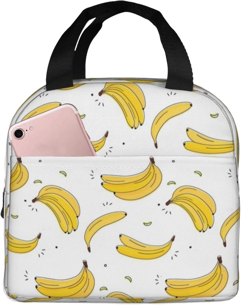 Time For Bananas Reusable Insulated Lunch Bag, 8.5in x 8in x 5in, Polyester, For Women and Men