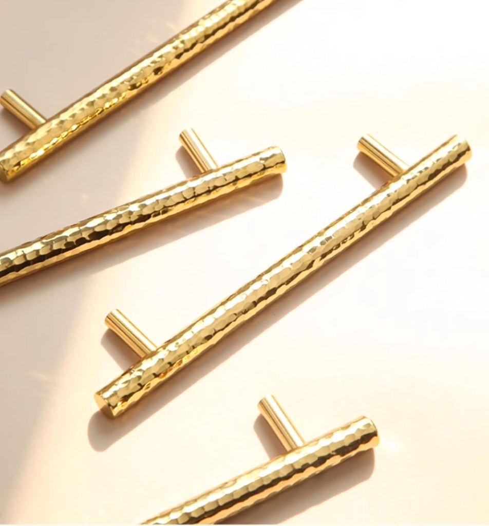 8.8" Gold Hammered Brass Cabinet Pulls Door Handles Unique Gold Drawer Pulls Hand-Hammered Dresser Knobs Kitchen Cabinet Hardware (8-4/5" Hole to Hole)