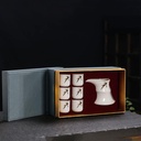 7 Pieces Sake Set, Chinese Retro High-Grade White Jade Ceramics Sake Cup Set, Elegant Design Best Gift for Family and Friends, with 6 Sake Cups, 1 Sake Pot Cups