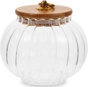800ml Pumpkin Shaped Glass Food Jar Food Storage Jar with Wood Lid Kitchen Canister Storage for Coffee Beans Nuts Candy Tea Snack