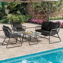 DWVO 4-Piece Outdoor Patio Furniture Set, All-Weather PE Wicker Rattan Conversation Set with Soft Cushions & Metal Table for Backyard, Balcony, Deck