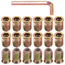 Glarks 50Pcs 5/16"-18 x20mm Threaded Inserts Nuts Zinc Plated Carbon Steel Hex Socket Drive Furniture Flanged Screw-in Nut with M8 Hex Wrench for Wood Furniture (5/16''-18 x 20mm)