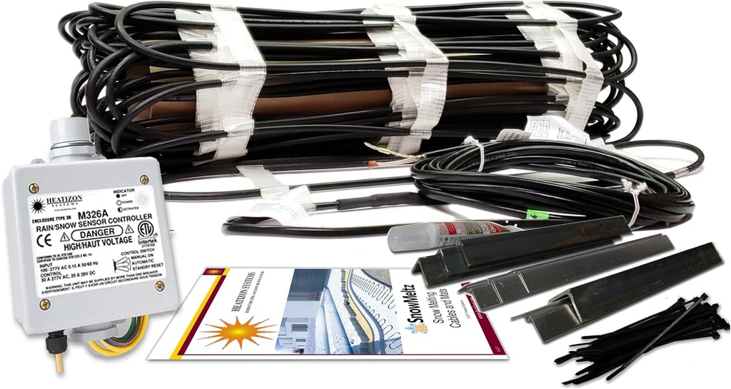 Heated Driveway System 130 Sqft - 240V, 37 Watts per Sqft Heated Snow Melting Mats Outdoor Driveway Heater for Snow Melting Mats Walkway, Ice Melt Mat for Steps, Auto Moisture & Temperature Activator