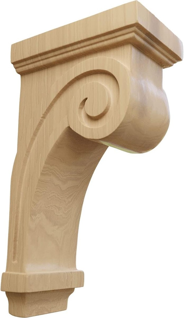 Ekena Millwork COR03X05X09SCCH Scroll Wood Corbels, 3 1/4"W x 5"D x 9"H, Cherry