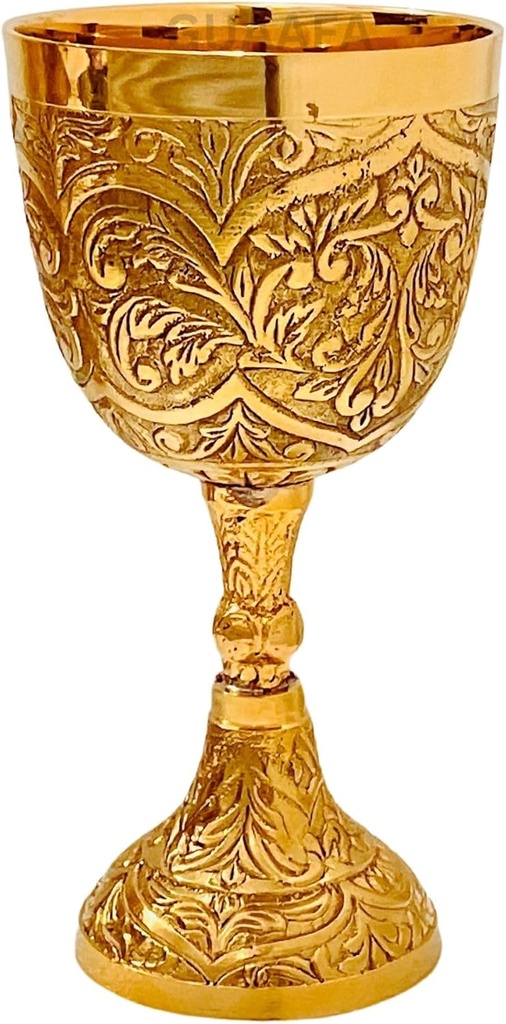 Medieval Goblet Vintage Chalice 6" - 1x Handmade Brass Drinkware for Royal Wedding Anniversary Christmas Gifts 7oz -King Arthur Renaissance Ceremonial Wine Glass (King & Queen Chalice)