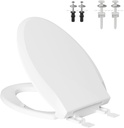 Hibbent Elongated Toilet Seat with Oval Cover, Soft Close Toilet Seat, Easy to Install,Never Loosen Hinge to Prevent Shifting, Non-slip Seat Bumpers and Easily Cleaning(White)
