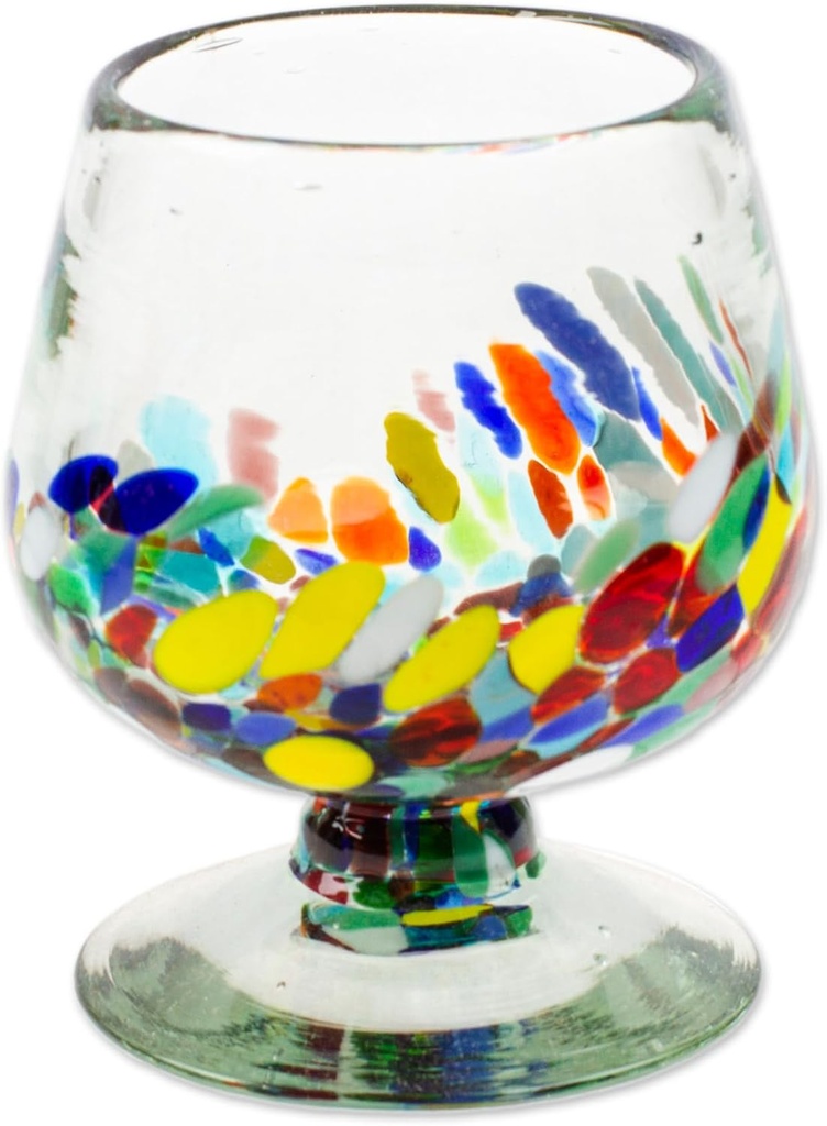 NOVICA Artisan Handmade Recycled Ecofriendly Glass Goblets Colorful from Mexico Multicolor Tableware Drinkware Cocktail 'Chromatic Ceremony' (Set of 4)