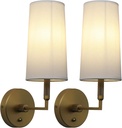 Phansthy Wall Sconces Sets of 2, Retro Industrial Wall Lamps with Switch, Bathroom Vanity Sconces Wall Lighting with White Fabric Shade for Bedroom Living Room Corridor Kitchen (Antique 2 Pack)