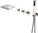 Wall Mount Tub Faucet Brushed Nickel with Hand Shower and Wide Waterfall Spout High Flow Rate, SUMERAIN