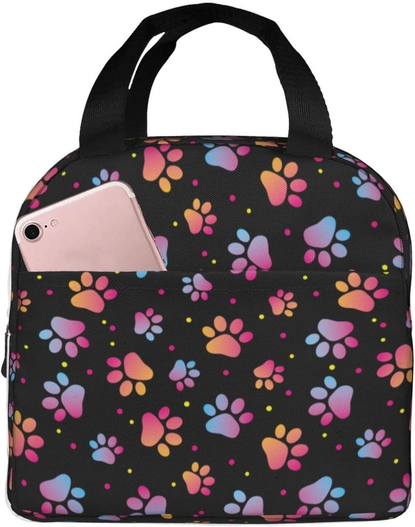 Cute Dog Animal Paws Lunch Bag Compact Tote Bag Reusable Lunch Box Container For Women Men School Office Work, 6l