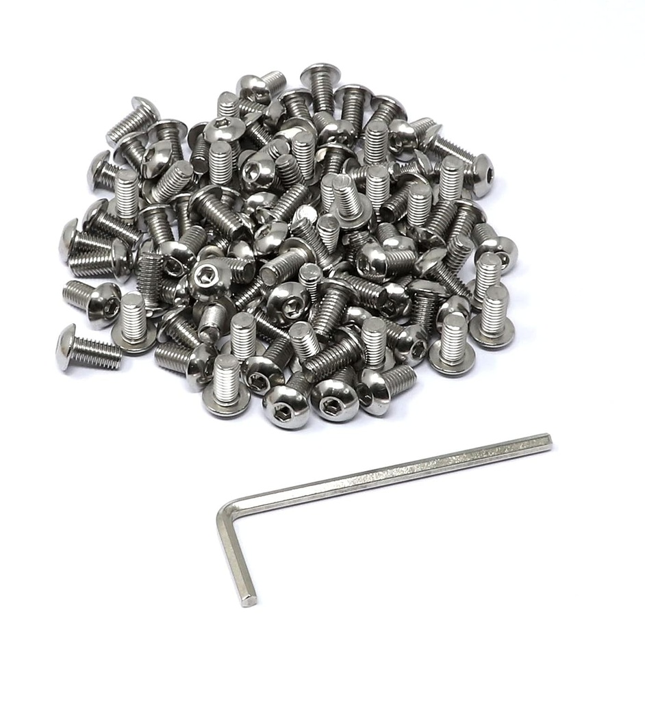 iexcell 100 Pcs M5 x 10mm Thread Pitch 0.8 mm Stainless Steel 304 Hex Socket Button Head Cap Screws Bolts Kit