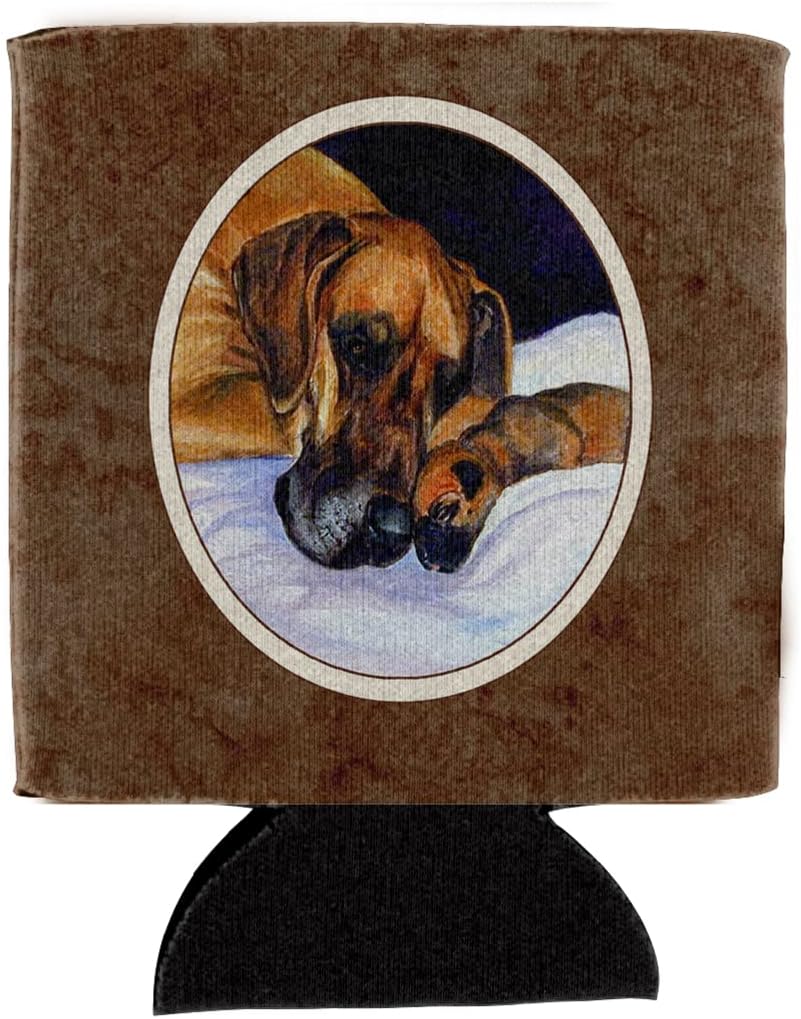 Caroline's Treasures 7099CC Natural Eared Fawn Great Dane Momma and Puppy Can or Bottle Hugger Cooler Washable Drink Sleeve Collapsible Beverage Insulated Holder, Can Hugger, Multicolor