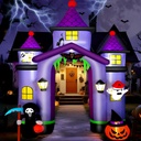 Alupssuc 11.6FT Halloween Inflatable Arch Outdoor Decoration with Built-in LEDs Lights, Large Blow Up Purple Castle Archway with Ghost & Pumpkin for Outside/Indoor Xmas,Yard,Garden,Lawn,Holiday Decor
