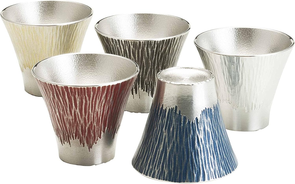 Osaka Tinware YKM_1105_1 Osaka Naniwa Tin, Traditional Crafts, Sake Cup, Mt. Fuji, Yellow