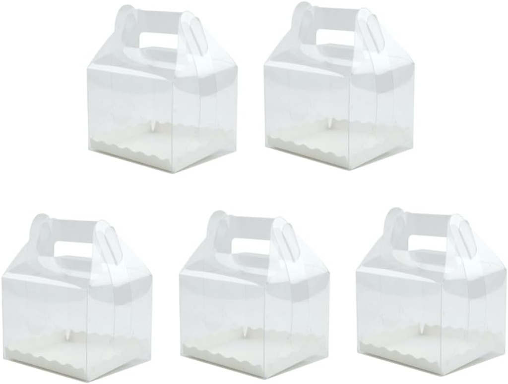 Cabilock 5pcs Transparent Cupcake Boxes with Handle Clear Design for Home Bakery and Party Use for Cupcake Display and Transport