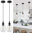 Glass Pendant Lights Kitchen Island 2 Pack, Modern Black Pendant Light Fixtures with Hand-Blown Clear Glass, Island Hanging Light for Kitchen Sink Bedroom Dining Room Hallway, E26