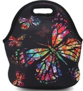 Neoprene Reusable Insulated Lunch Bag School Office Outdoor Thermal Carrying Gourmet Lunchbox Lunch Tote Container Tote Cooler Warm Pouch For Adults,Men,Women,Kids,Girls,Boys (Colorful Butterfly)
