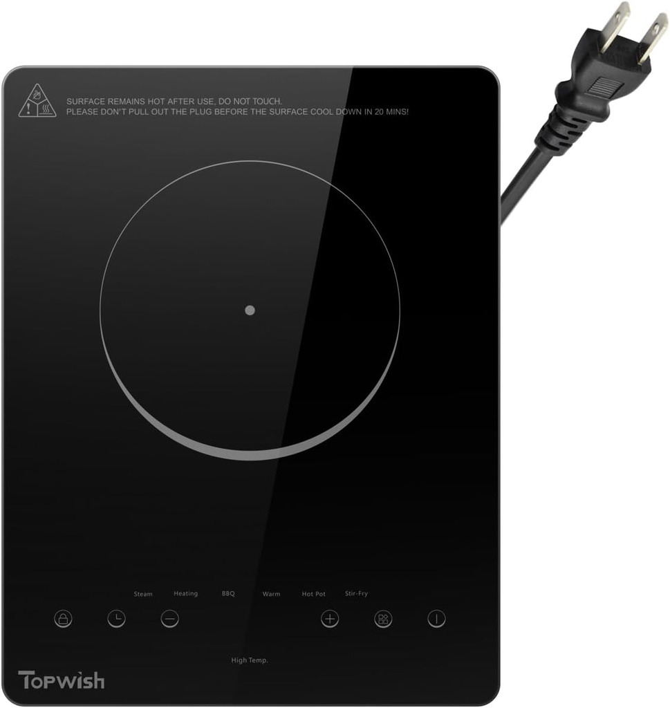Single Burner Induction Cooktop, 110V Portable Electric Stove with 10 Temp Settings & Timer, Fast Boiling, Child Safety Lock, for Stainless Steel/Cast Iron Pots - Perfect for RV, Dorm, Kitchen