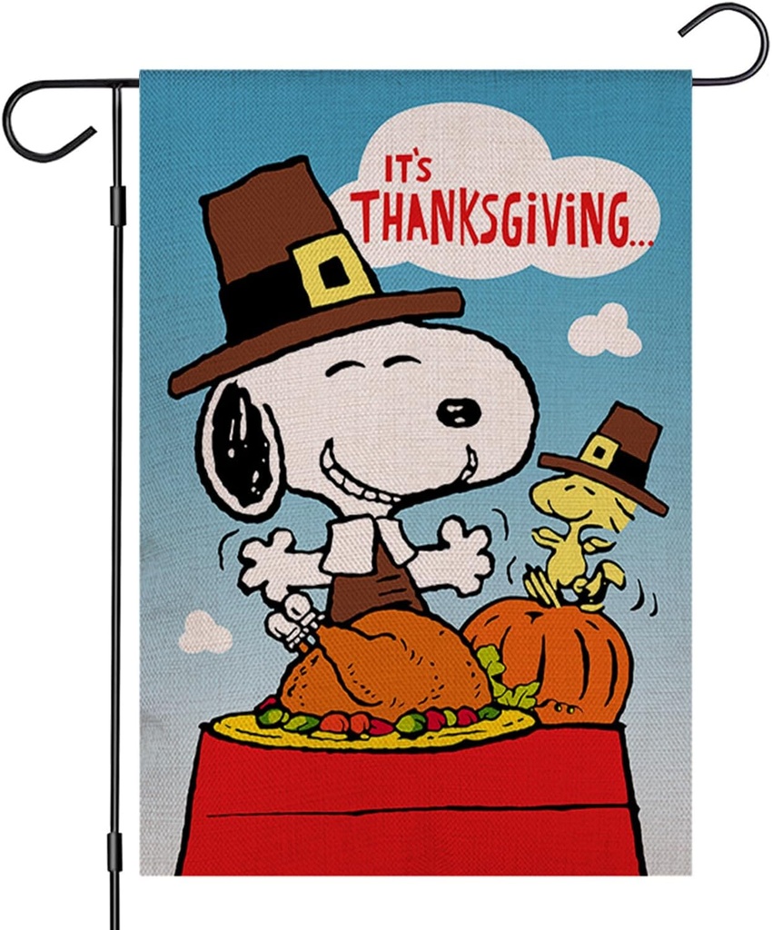 Thanksgiving Garden Flag 12x18 Inch Double Sided Outside, Fall Turkey Seasonal Yard Outdoor Flag, Burlap Garden Flags for Outside Fall Thanksgiving Decor