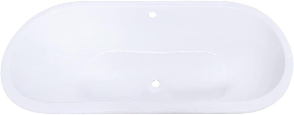 VCTPN632717 63-Inch Cast Iron Oval Drop-In Tub with Center Drain, White