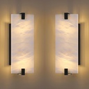 Doraimi Lighting 2 Pack 2 Light 13.7" Square Alabaster Marble Bathroom Wall Sconce Modern Concise Style Wall Light Fixture,Black Finish for Bedroom Hallway Bedside