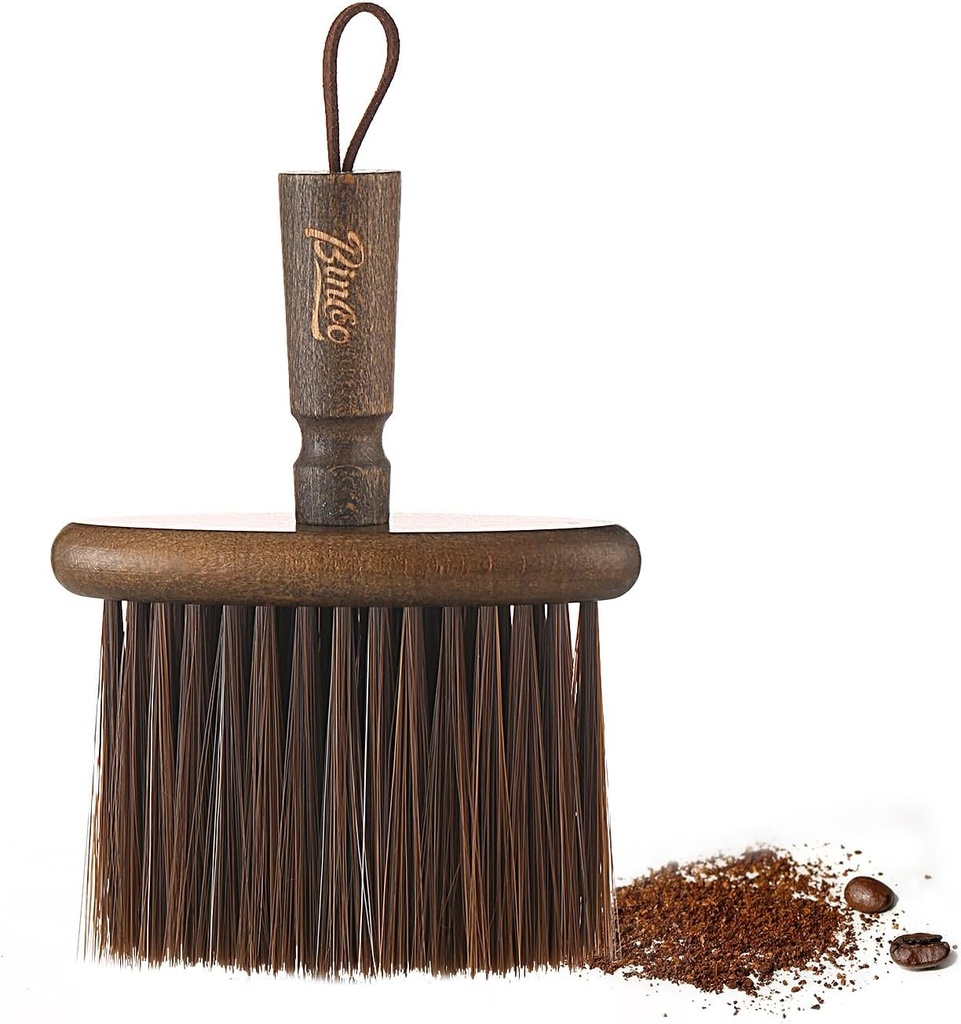 Bincoo Portable Espresso Machine Cleaning Brush with Wooden Handle,Crevice Cleaning Brush,Bar Cleaning Tool for Home Kitchen (Erect Handle)