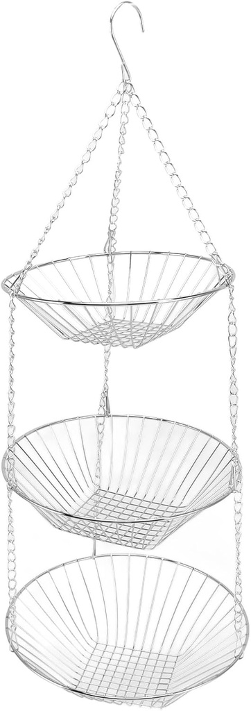 3 Tier Hanging Fruit Basket, Kitchen Hanging Fruit Basket, Hanging Baskets for Kitchen for Holding About 5 Kilograms Of Fruits and Vegetables